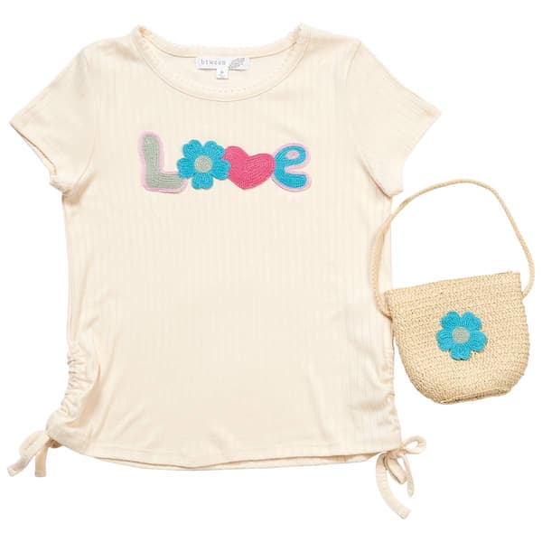 Girls (7-12) BTween(R) Side Cinch Bow Love Tee w/ Bag