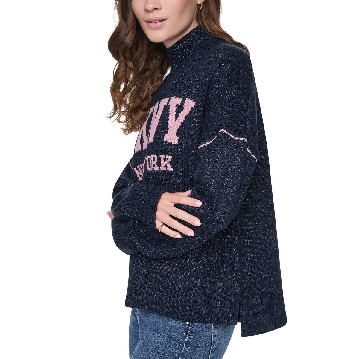 Womens DKNY Jeans Long Sleeve Logo Turtleneck Sweater