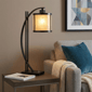 HomeRoots 26in. Black Metal Lantern Table Lamp with Drum Shade - image 2