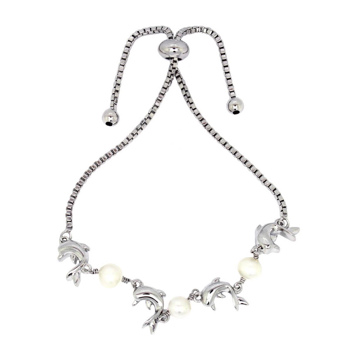 Gemstone by Gianni Argento Pearl & Dolphin Adjustable...