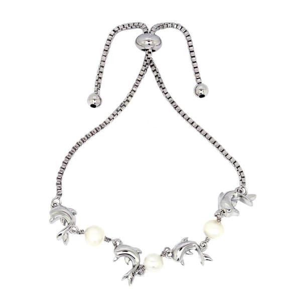Gemstone by Gianni Argento Pearl & Dolphin Adjustable Bracelet - image 