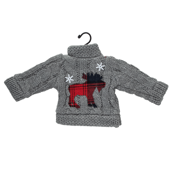 Northlight Ugly Sweater with Plaid Moose Christmas Ornament