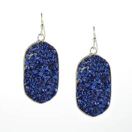 Ashley Cooper&#40;tm&#41; Silver Plated Oval Drop Sapphire Stone Earrings