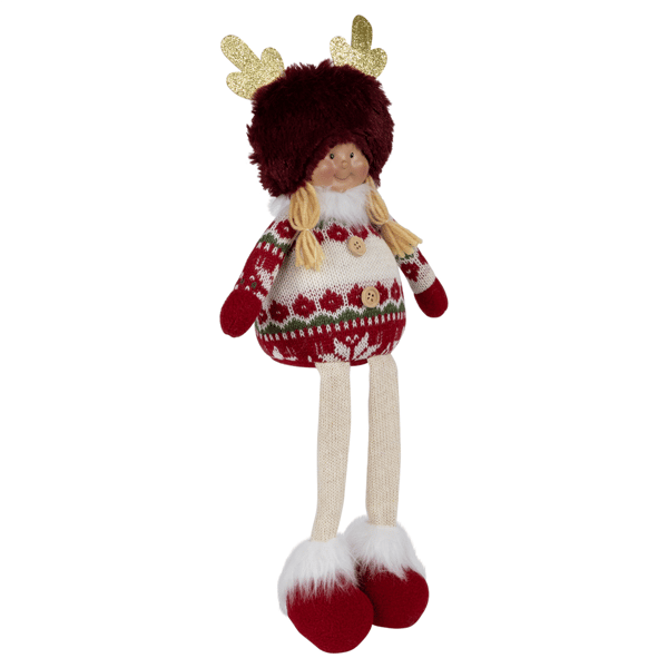 Northlight Sitting Plush Girl with Dangling Legs Christmas Figure