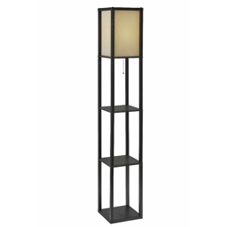 HomeRoots 63 Black And White Solid Wood Column Floor Lamp With