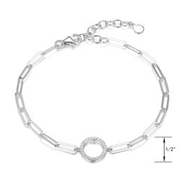 Forever Facets Sterling Silver Lined Circle Link Bracelet