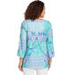 Womens Ruby Rd. Bali Blue 3/4 Sleeve Patchwork Eyelet Blouse - image 3