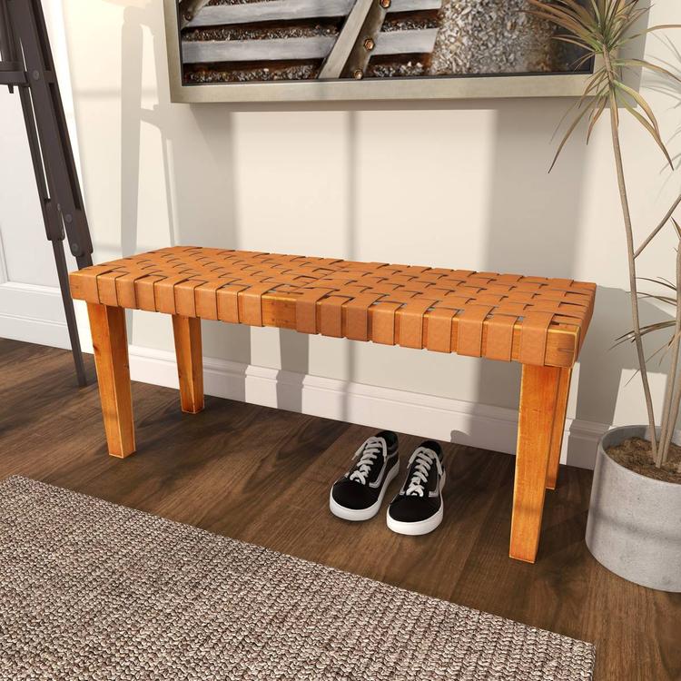 9th & Pike® Rustic Brown Wood Entryway Bench