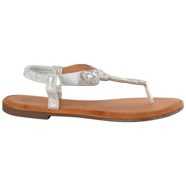 Womens Ella & Joy Braided Rhinestone T-Strap Thong Sandals