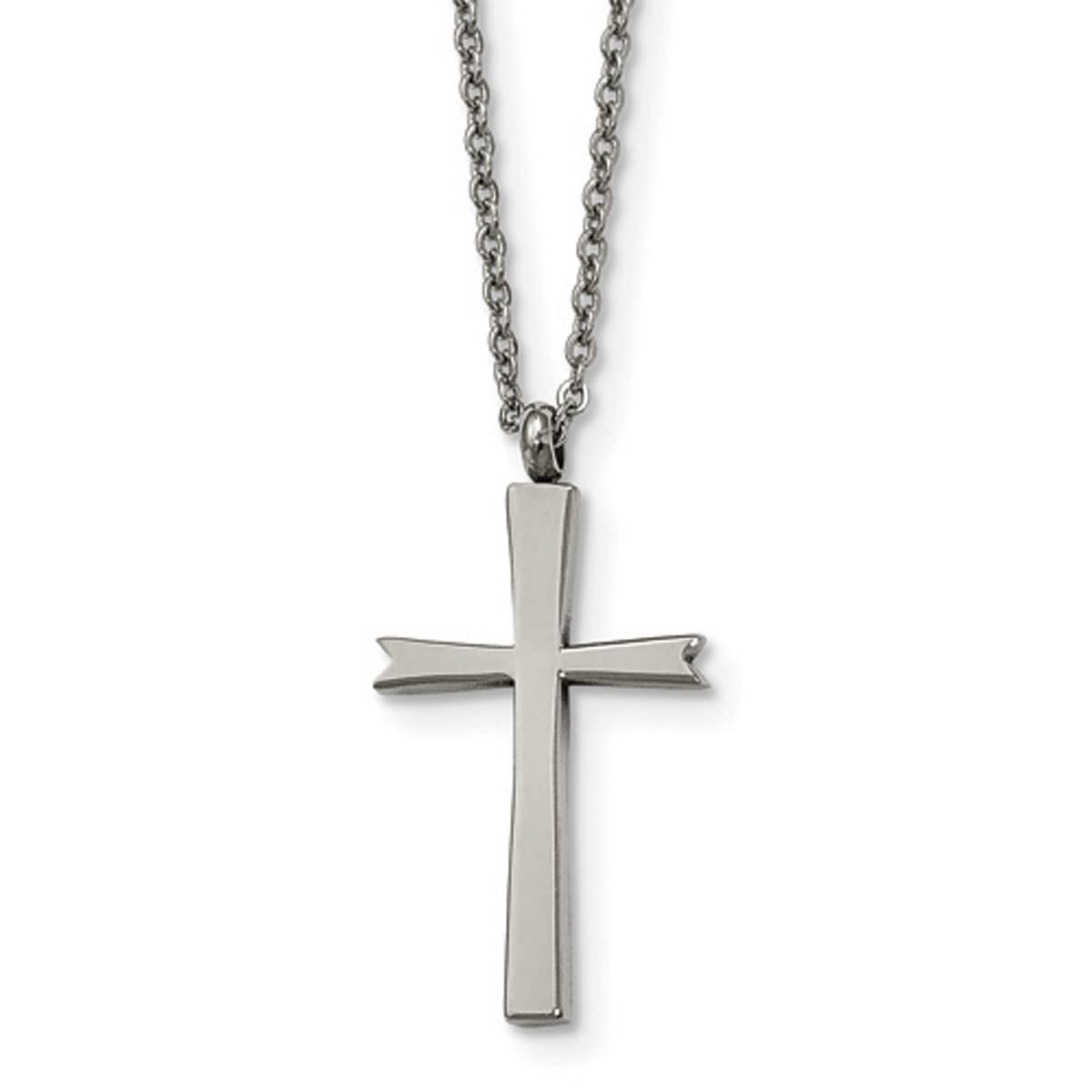 Mens Gentlemen’s Classics™ Steel Polished Cross Necklace