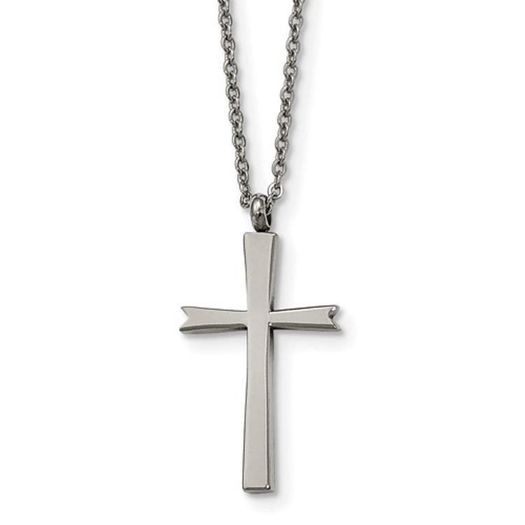 Mens Gentlemen's Classics(tm) Steel Polished Cross Necklace