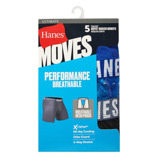 Boys Hanes® 5pk. Breathable Boxer Briefs - Navy/Grey
