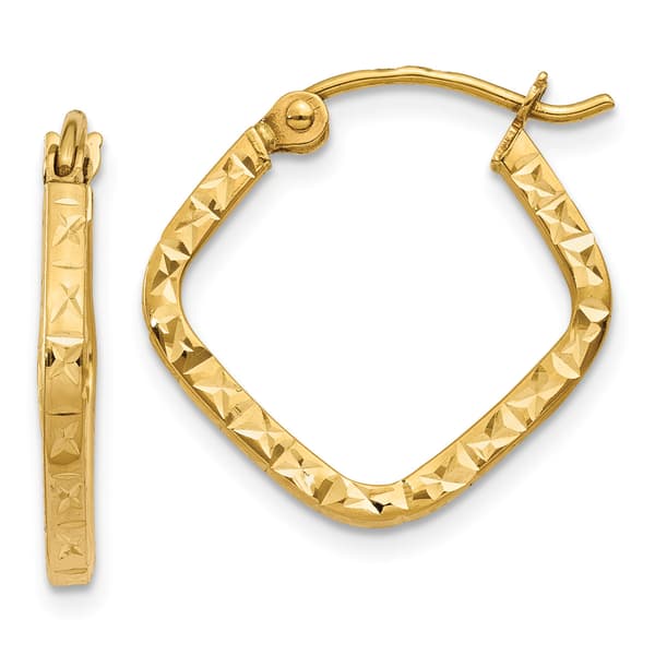 Gold Classics&#40;tm&#41; 14kt. Gold 2mm Square Hoop Earrings - image 