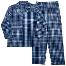 Mens Preswick & Moore Plaid Woven Pajama Set - Blue/Black