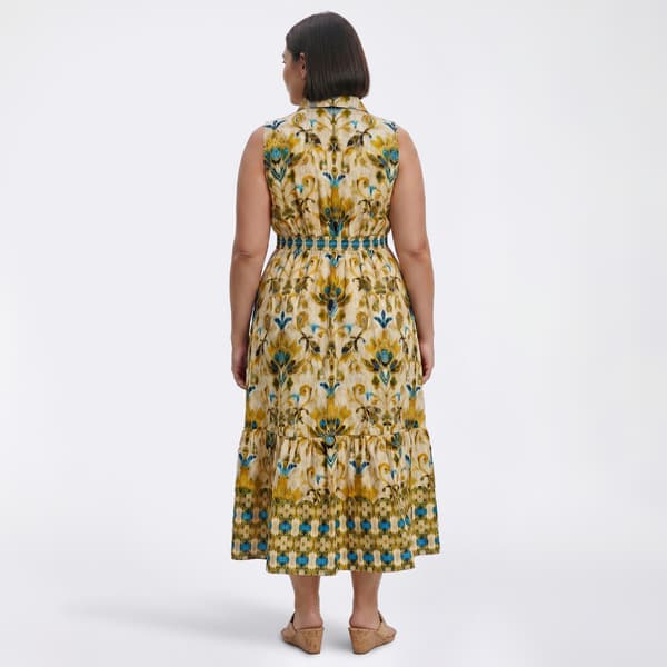 Plus Size Kasper Sleeveless Scroll Floral Midi Dress
