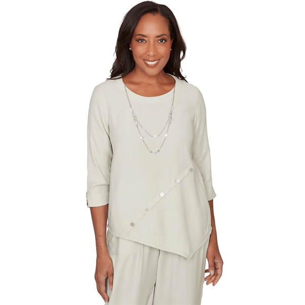 Womens Alfred Dunner Vintage Charm Diagonal Spliced Detailed Top - image 