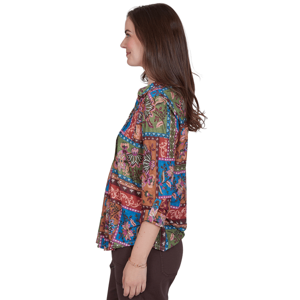Womens Ruby Rd. Romance On The Ranch Pleated Floral Blouse