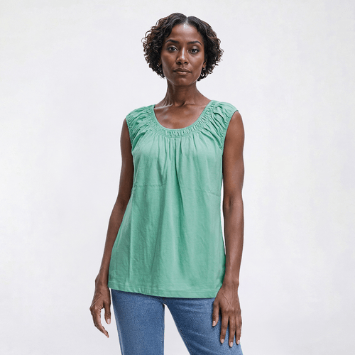 Womens Preswick & Moore® Cap Sleeve Peasant Smocking Blouse