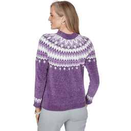 Womens Alfred Dunner Vail Amethyst Fair Isle Chenille Sweater