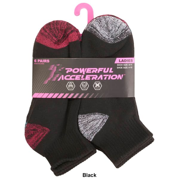 Womens Powerful Acceleration 6pk. Half Cushion Quarter Socks