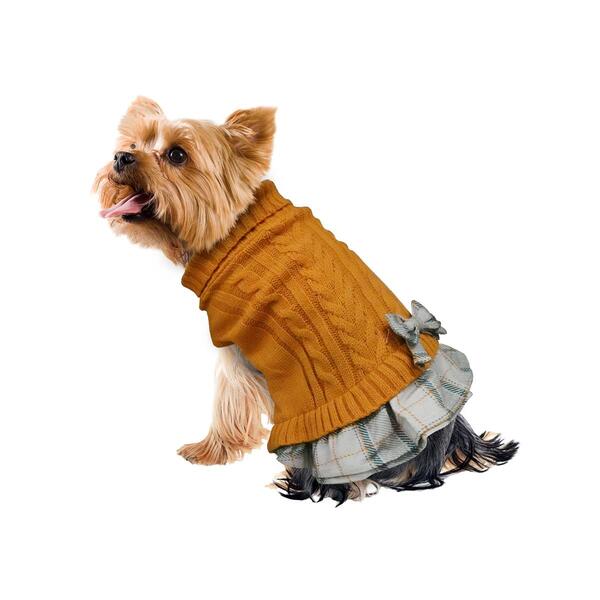 Best Furry Friends Harvest Plaid Pet Sweater Dress - image 