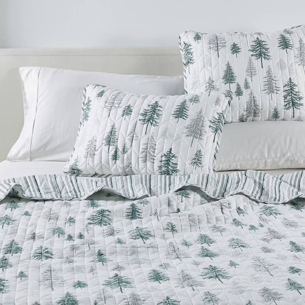 FreshFolds Matthew 3pc. Reversible Trees & Striped Quilt Set