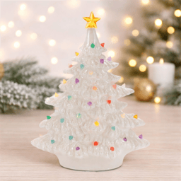 Melrose Lighted Ceramic Christmas Tree with Multicolor Bulbs