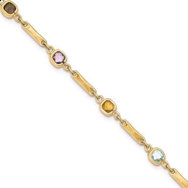 Gemstone Classics&#40;tm&#41; 14kt. Multi Gem Link Bracelet - image 