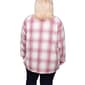 Plus Size NY Collection Brushed Twill Plaid Shacket- Pink/White - image 2