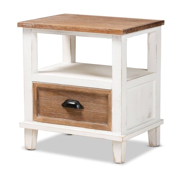 Baxton Studio Glynn Farmhouse Weathered Two-Tone Nightstand