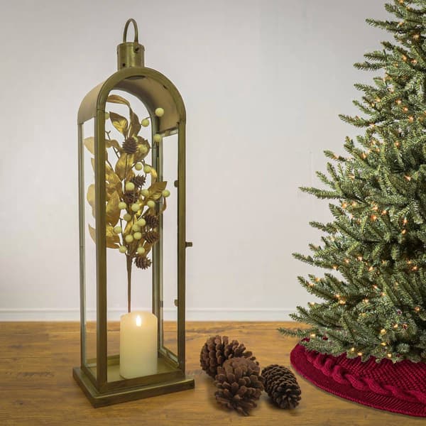 National Tree 28in. Large Arched Antique Bronze Candle Lantern