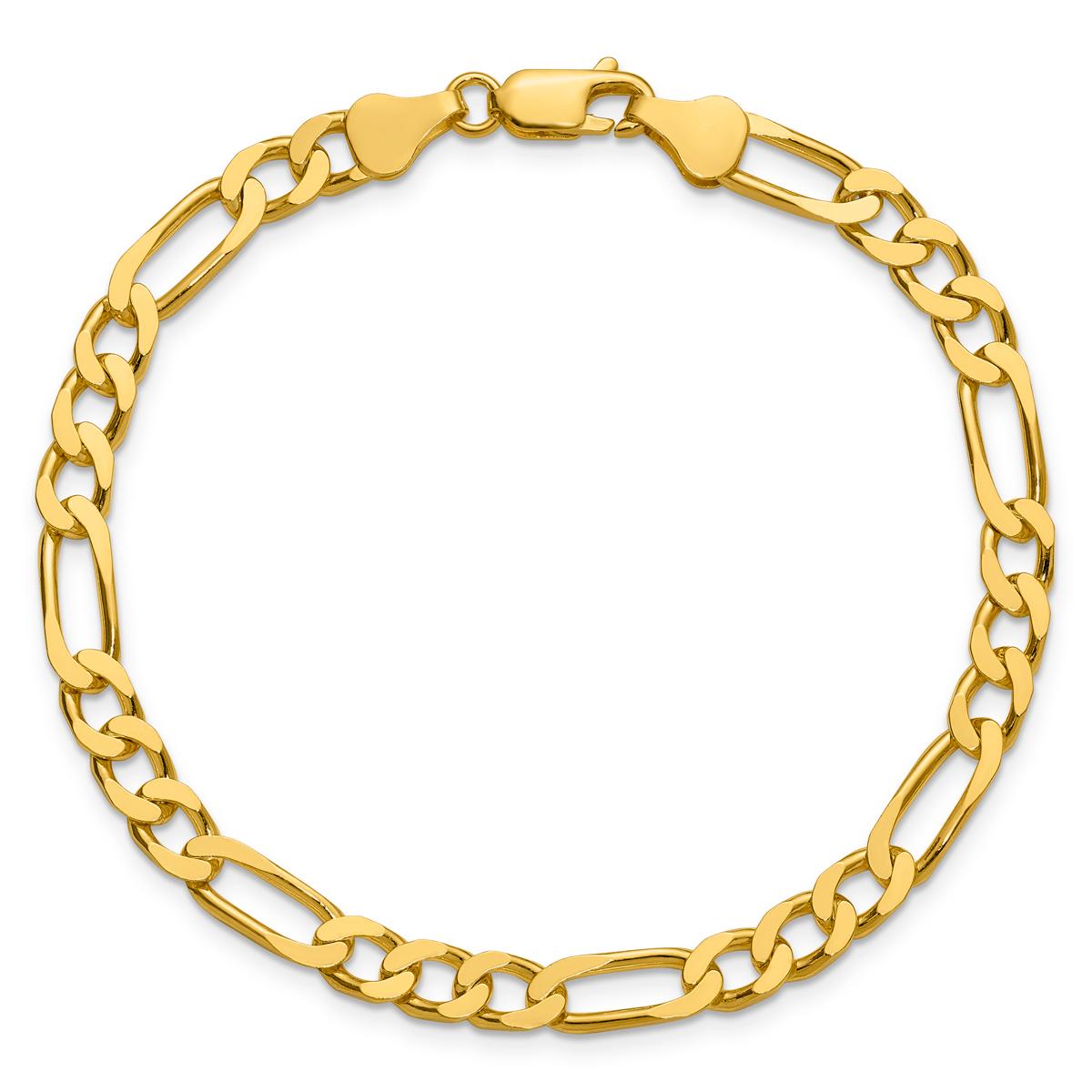 Gold Plated over Sterling Silver Square Figaro Chain Bracelet