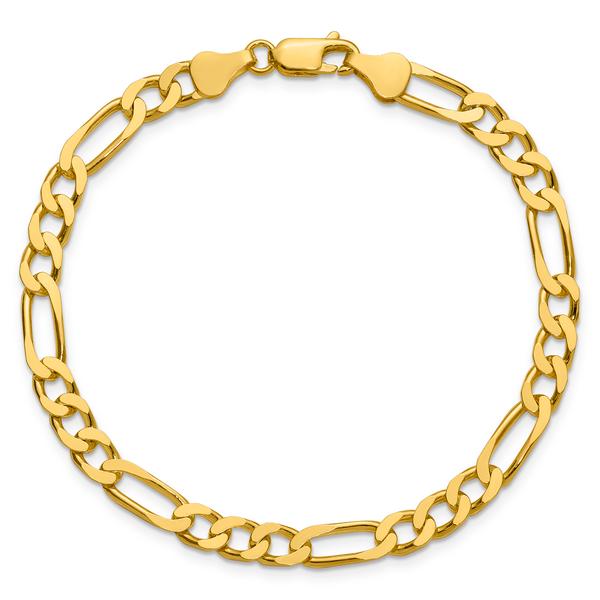 Gold Plated over Sterling Silver Square Figaro Chain Bracelet