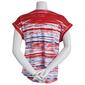 Womens New Direction Short Sleeve Red White Blue w/Stars Top - image 2