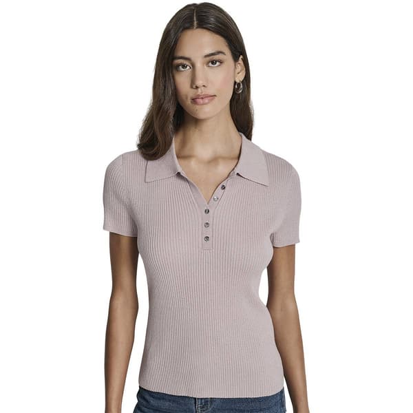 Womens DKNY Short Sleeve Polo Rib Knit Sweater - image 