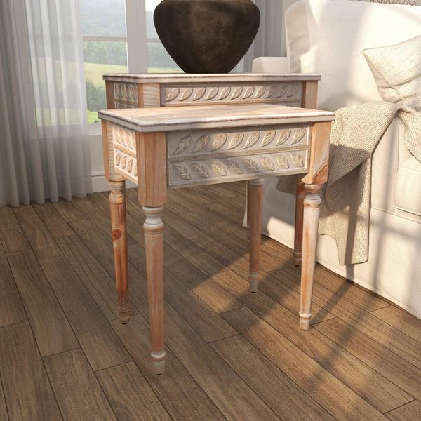 9th & Pike® Brown Wood Farmhouse Accent Table - Set of 2