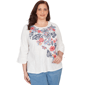 Plus Size Alfred Dunner Austin Floral Butterfly Embroidery Blouse - image 1