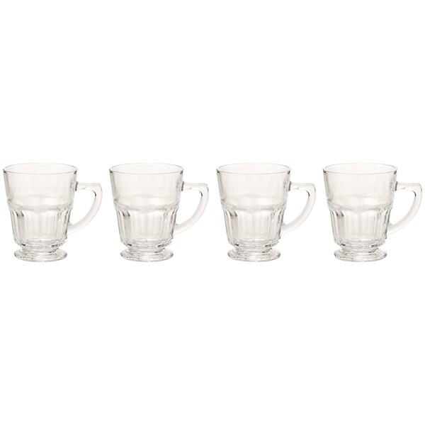Circle Glass Set of 4 Cafe Coffee Mugs - image 