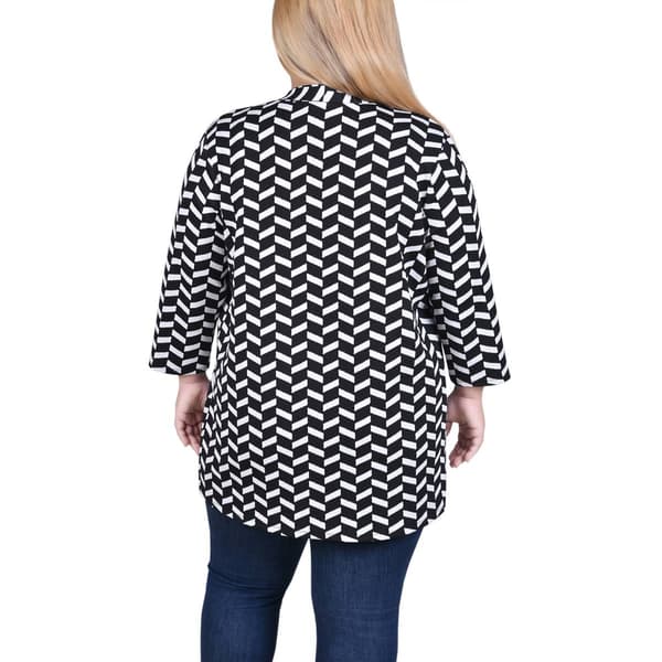 Plus Size NY Collection Long Sleeve Chevron Cardigan w/Pockets