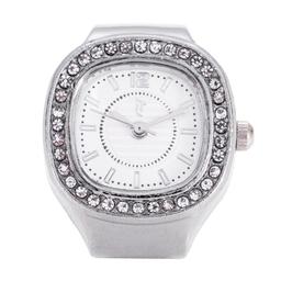 Womens Silver-Tone White Square Dial Ring Watch - RWS2BV-01