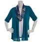 Petite Notations 3/4 Roll Tab Sleeve Three In One Hacci Blouse - image 1