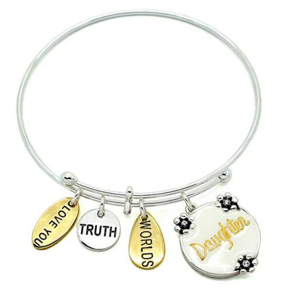 Symbology Daughter Charm Expandable Wire Bangle - image 