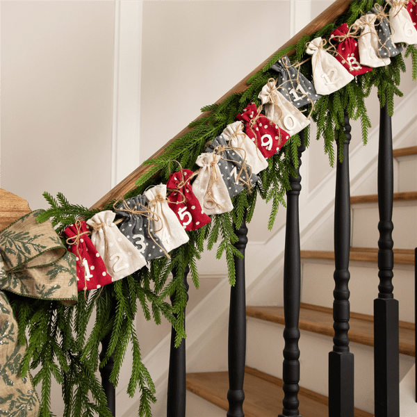 Northlight 6.5ft. Count Down to Christmas Gift Bags Garland