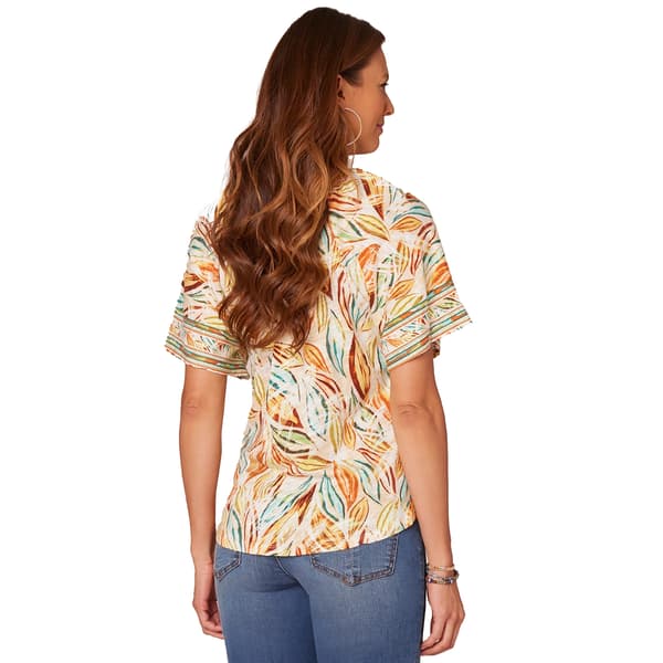 Womens Democracy "Ab"solution&#174; Bell Smocked Piping Detail Top