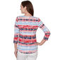 Womens Ruby Rd. Spring Refresh 3/4 Sleeve Floral Stripe Blouse - image 2