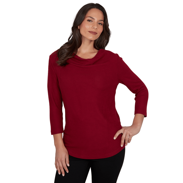 Petite Emaline Key Items 3/4 Sleeve Cowl Neck Solid Sweater - image 
