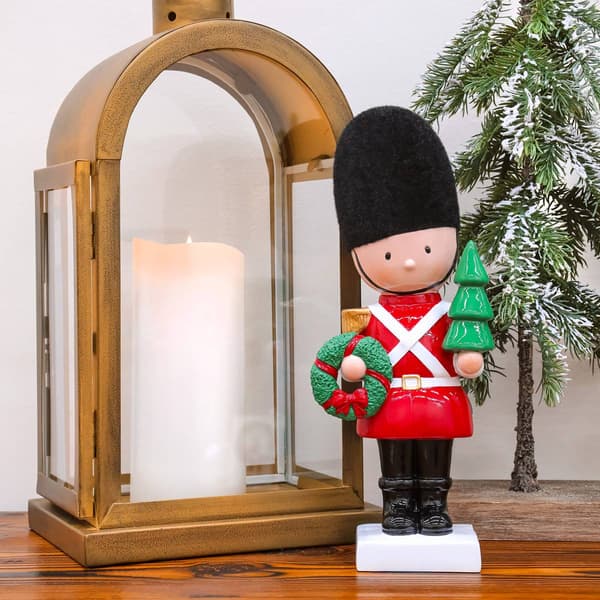 National Tree Christmas Soldier Holding Tree & Wreath Figurine