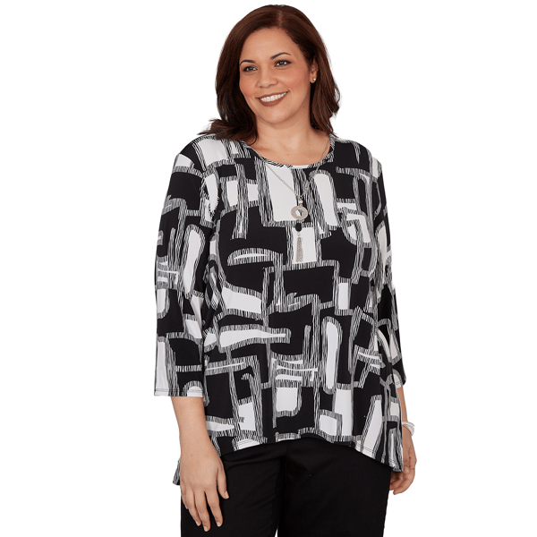 Plus Size Alfred Dunner Classics Geometric Abstract Blouse - image 