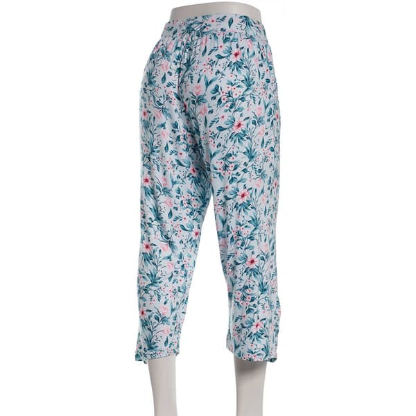 Womens René Rofé® Floral Capri Pajama Pants - Teal