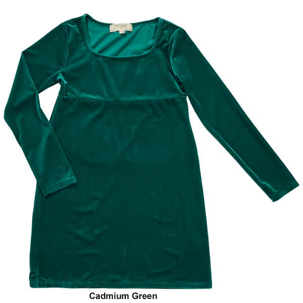 Girls &#40;7-16&#41; No Comment Long Sleeve Scoop Neck Velvet Dress